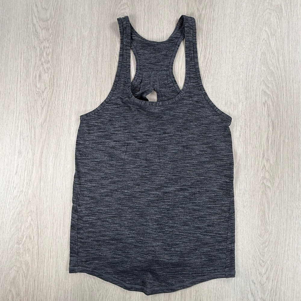 Tank Top Lululemon Womens 4 Gray Heathered Split Knot Back Racerback Yoga Active